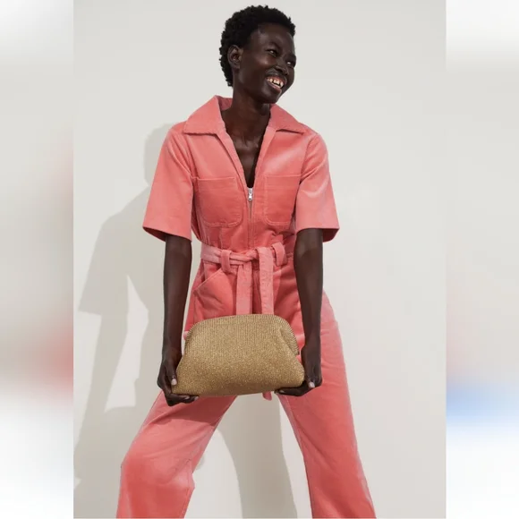 Los Angeles Atelier & Other Stories Coral Corduroy Jumpsuit Size 8 - Picture 15 of 15